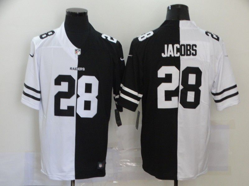 Men Oakland Raiders 28 Jacobs Black white Half version 2020 Nike NFL Jerseys